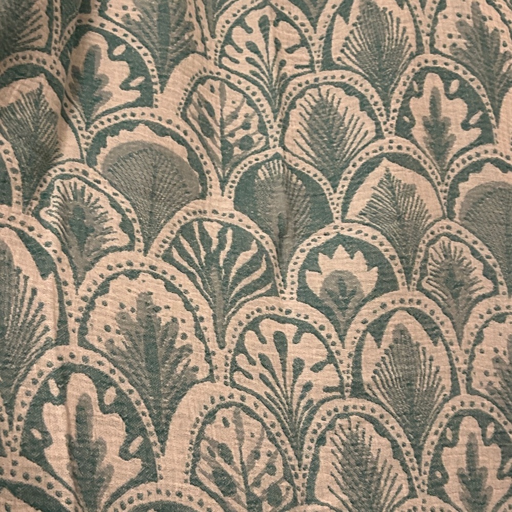 SUCCULENTS Teal Green Ecru White Loom Weave Organic Cotton 2 Side New With Tag
